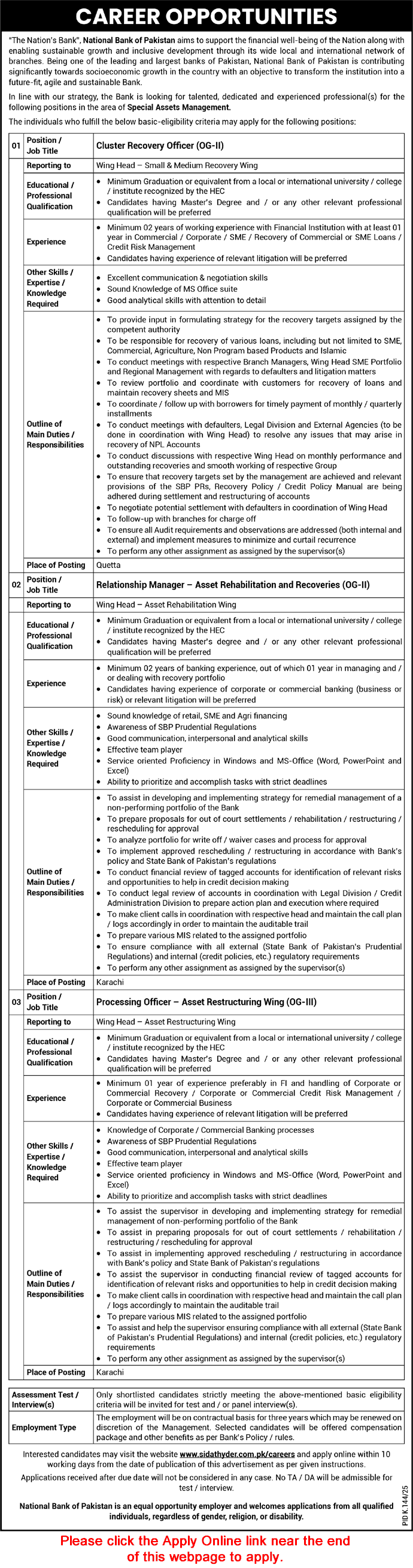 National Bank of Pakistan Jobs July 2025 Apply Online Relationship Manager & Others NBP Latest